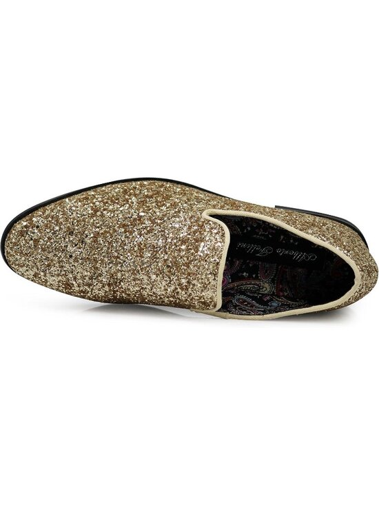 Men\'s Gold Vintage Glitter Loafers Slip On Tuxedo Dress Party Classic Shoes main image 4